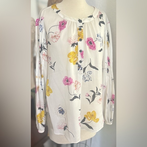 Ann Taylor Spring Floral Print Women's Top Size L - Picture 1 of 3